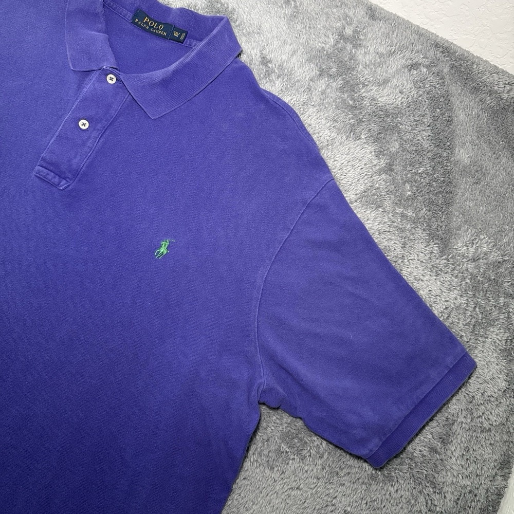 Polo Ralph Lauren Men's 3XLT Purple Short Sleeve Polo Shirt Green Pony